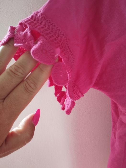Nowa z metką włoska bluzeczka bawełniana kolor fuksja