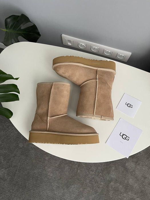 UGG Short Platform Beige premium , UGG Short Platform Beige , уггі
