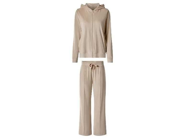 Dres 2-częściowy Welurowy/Damski/Beżowy ''44''/Bluza+Spodnie/
