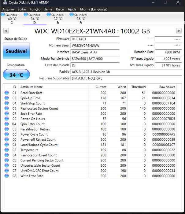 Disco Rígido Western Digital Blue 1TB 7200RPM SATA 3.5"