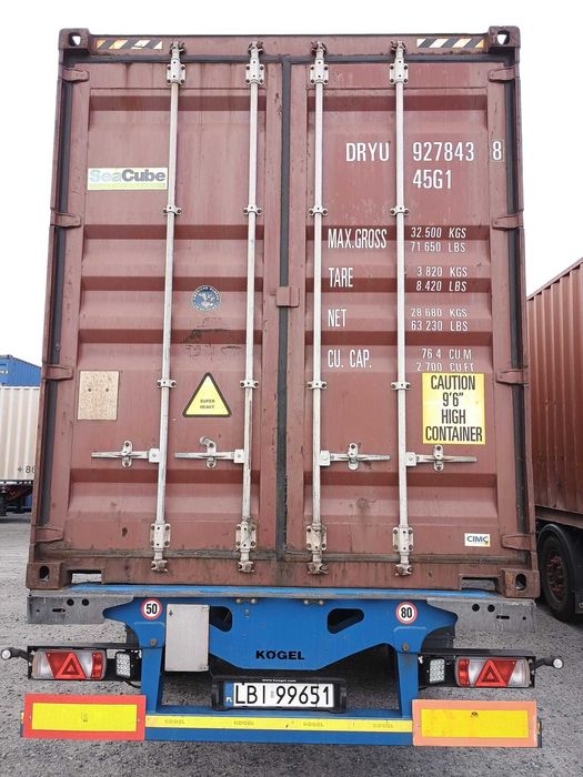 Kontener morski magazynowy 40 HC, podwyższany, 12 metrów, transport