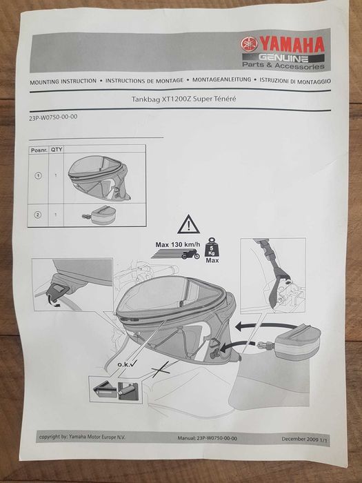 Tank bag XT1200Z (OEM 2011)