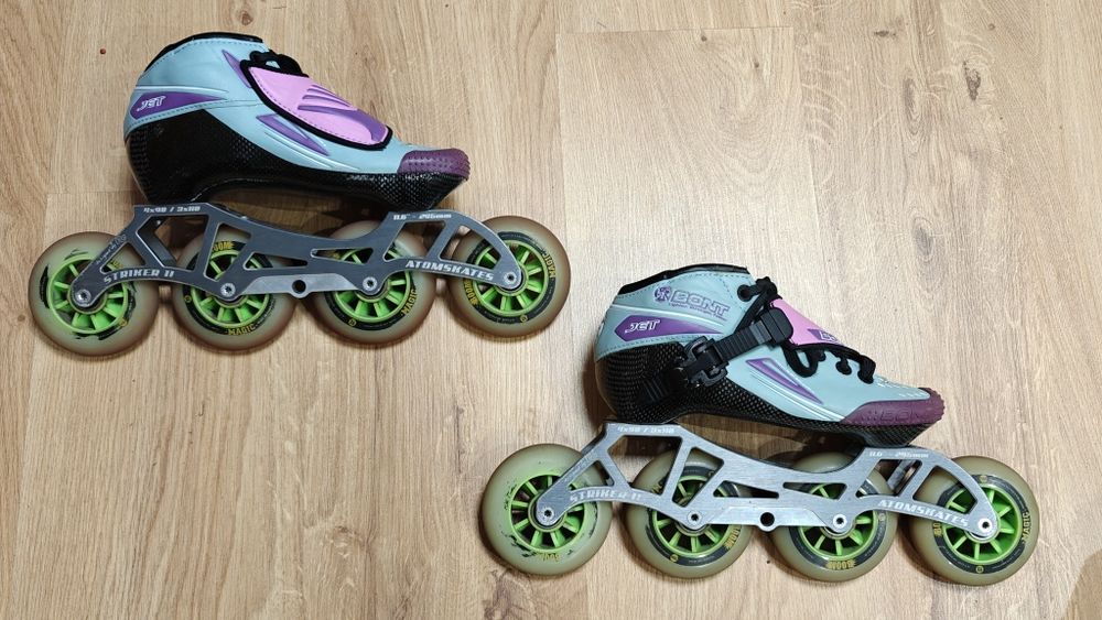Rolki Bont Jet r. 35 (3) | Jak NOWE | Szyna Striker II koła Boom Magic