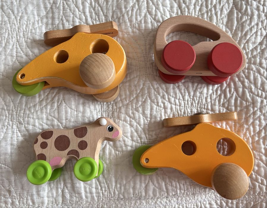 Лот 4 вінтажних якісних деревʼяних іграшки. Hape / Little Copter