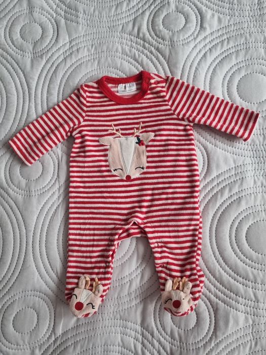 Pajacyk welurowy, śpioszki So cute, rozmiar 56, świąteczny wzór