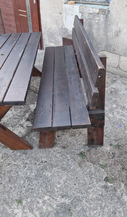 Drewniany komplet ogrodowy stół + 2 ławki