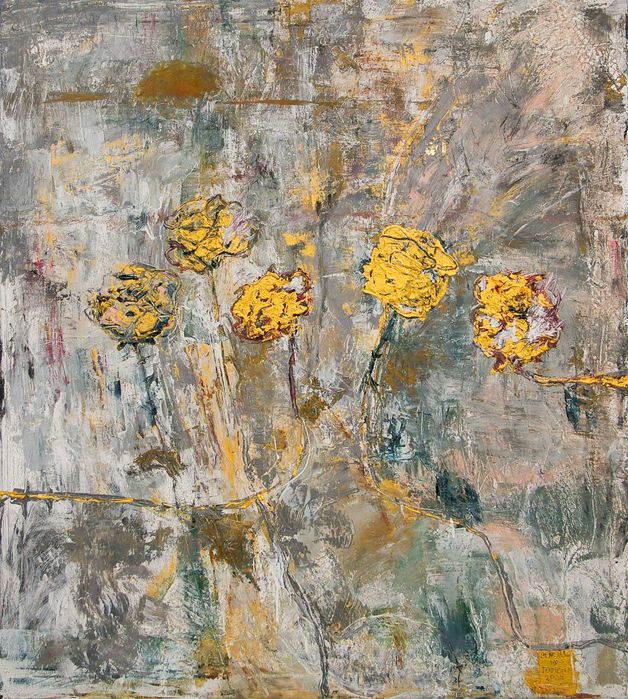 Картина абстракція  "Порцелянові троянди" 100x90см