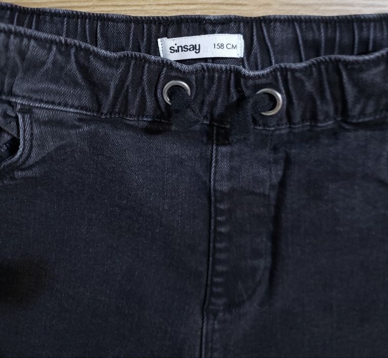 Spodnie jeansowe joggery roz 158 czarne