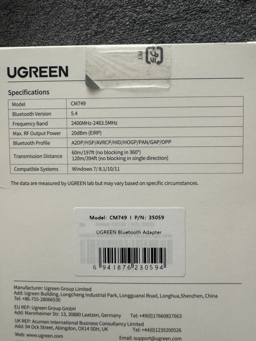 UGREEN USB Bluetooth 5.4 Adapter CM749