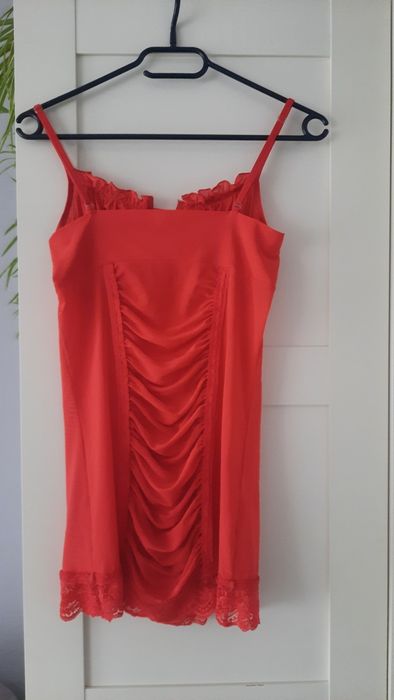 Czerwona koszulka nocna De Lafense# elegancka bielizna r. M