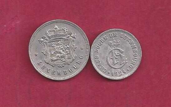 LUXEMBURGO  2   MOEDAS  ANTIGAS 10 CENT 1924 25 CENT 1927 10 CADA