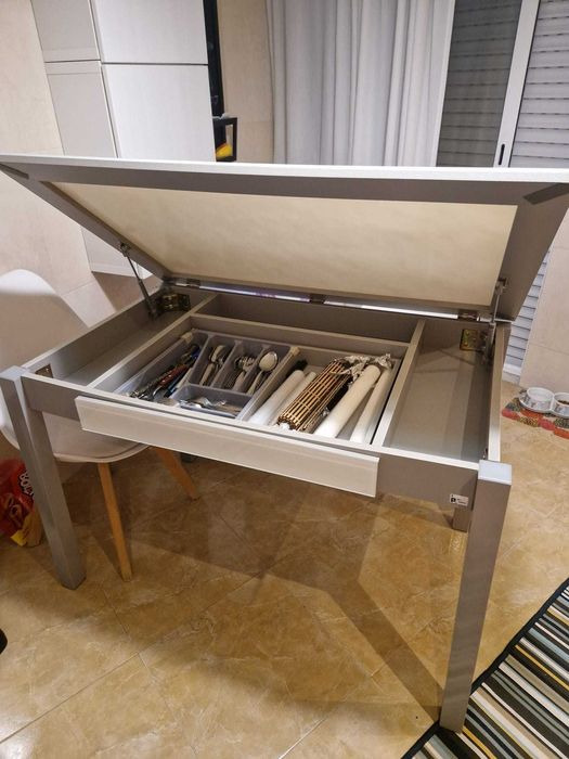 Mesa cozinha Portus, tampo em vidro, 110x70cm,