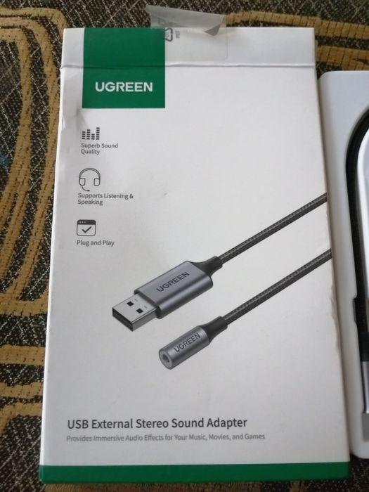 zewnętrzny adapter audio UGREEN USB na mini jack 3,5mm.  Nowa