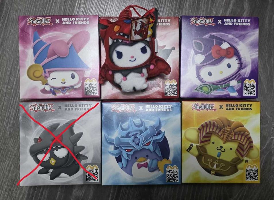 McDonalds Yu-Gi-Oh x Hello Kitty Kuromi Pompompurin Badtz Tuxedosam Me