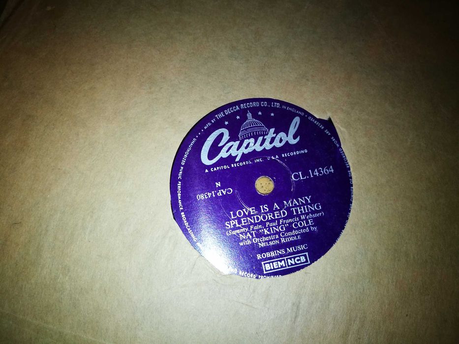 NAT KING COLE-Love Is A Many Splendored Thing Ed ING-1955-10' 78RPM