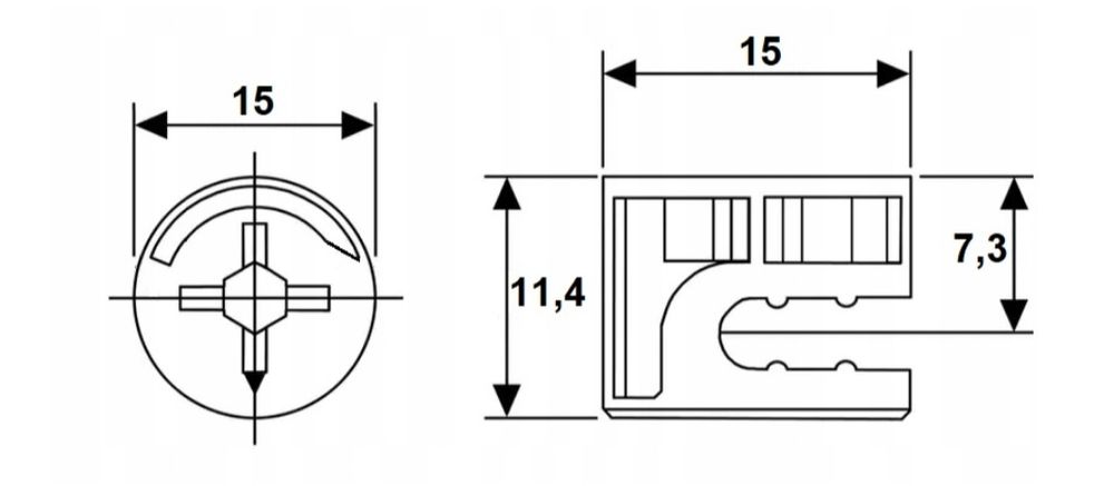 Mimośród srebrny średnica 15mm fi 1.5cm długość 11.4mm 1.14cm 20 sztuk
