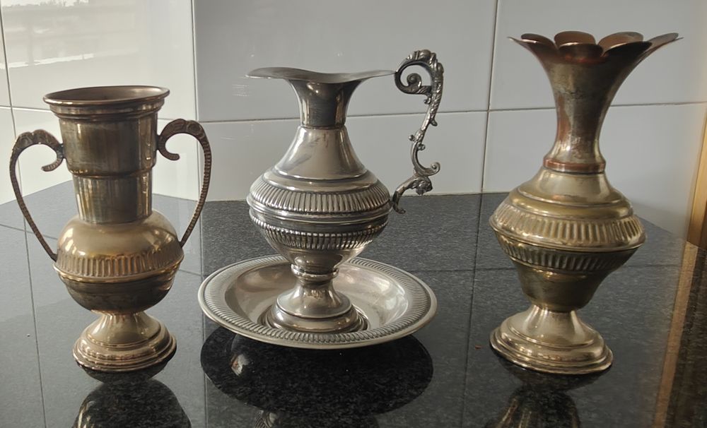Conjunto em casquinha de prata