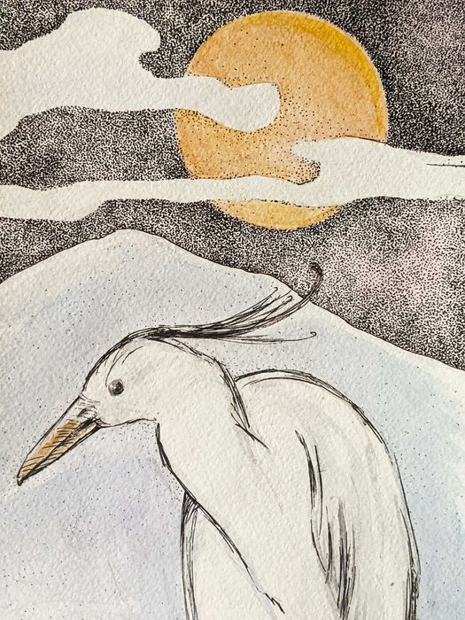 Оригінальна картина "Тихий вечір" , акварель, папір 42х14