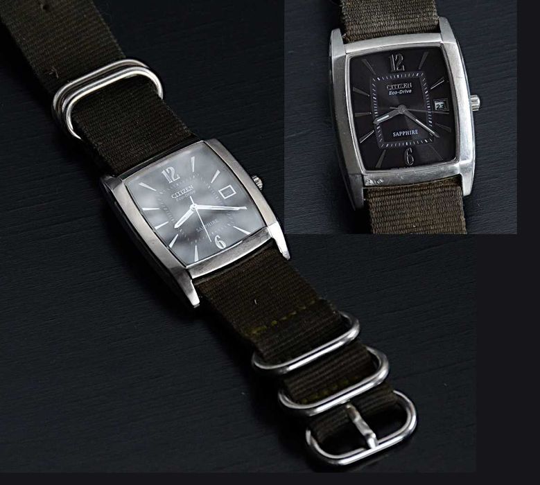 Zegarek męski Citizen solar BM6511-09E szafir pasek wojskowy