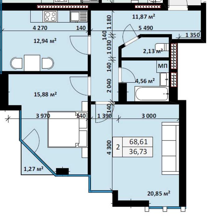 2-комнатная квартира по адресу (площадь 68,6 м²) - Atlanta.ua - фото 5