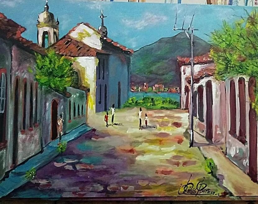 Quadros decorativos pintados a mão.