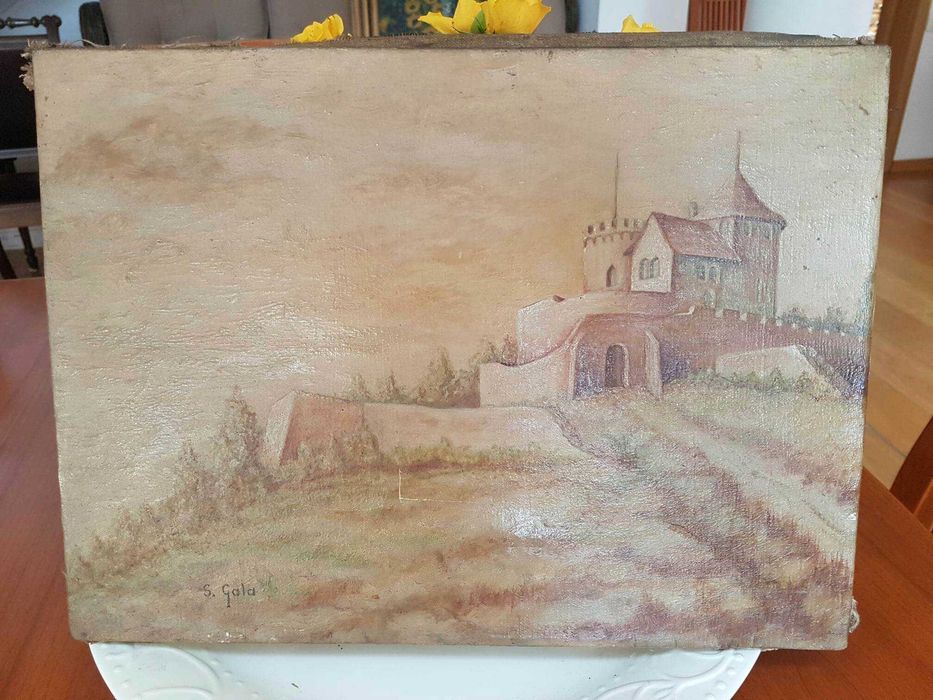 Obraz ręcznie malowany na płótnie ZAMEK W BĘDZINIE 38X28 Sz.Gala