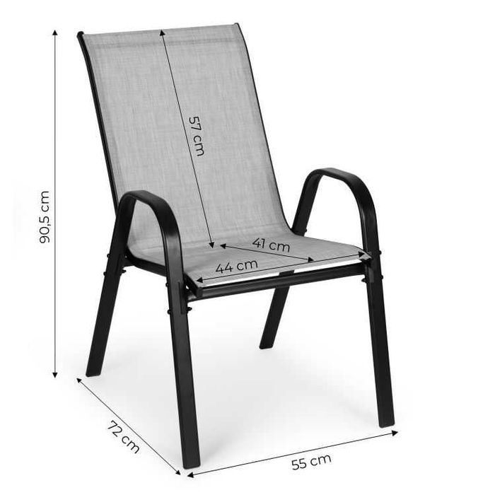 KRZESŁO OGRODOWE uniwersalne całoroczne - komplet 4 szt. JASNOSZARE