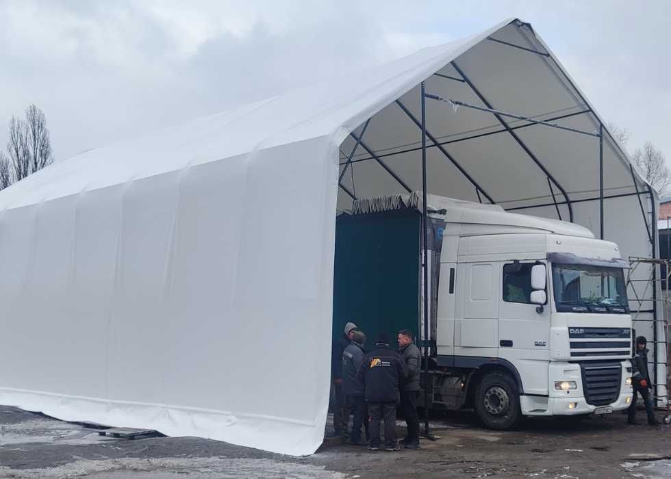 Промисловий тентовий ПВХ ангар від виробника 16.6х9.2х6.5 м | Для ремонту та зберігання техніки та вантажівок | Високі стіни, швидкий монтаж