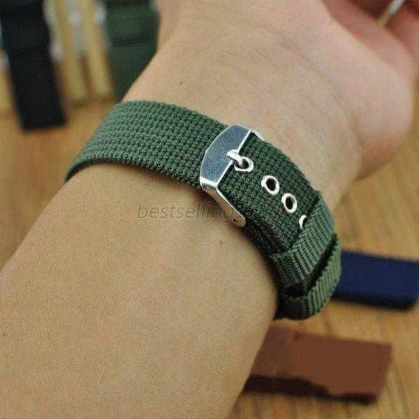 Pasek do zegarka 18mm 20mm 22mm parciane nylonowe czarne oliwkowe