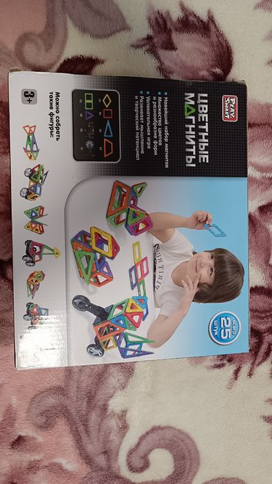 Конструктор магнитный Play Smart Машинки животные мотоциклы 25 деталей