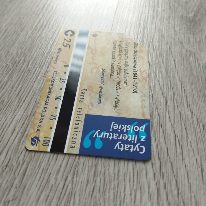 Karta telefoniczna 25 impulsów telekomunikacja Polska Eliza Orzeszkowa