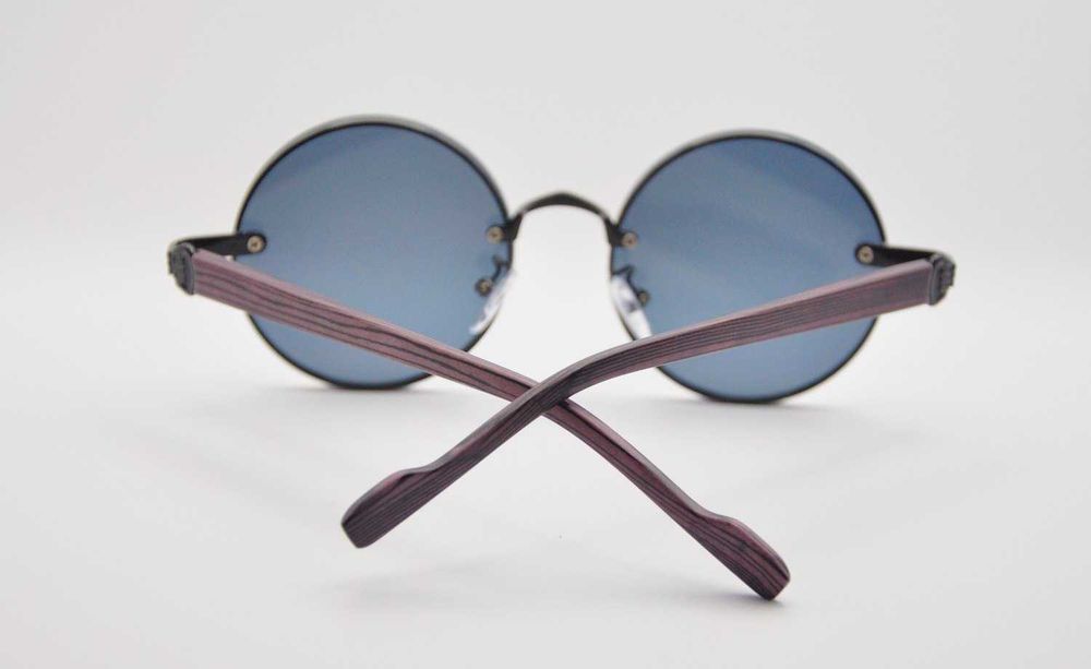 Солнцезащитные круглые очки в стиле ретро с деревянными дужками