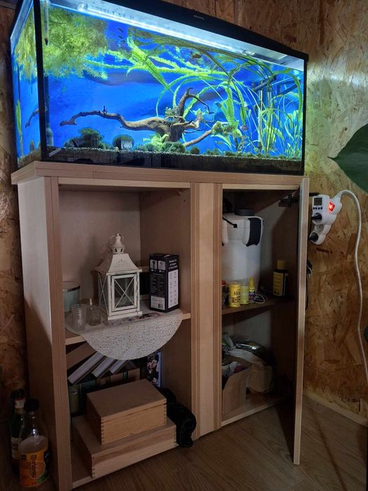 Akwarium 180 l , pokrywa z ledem, filtr, szafka
