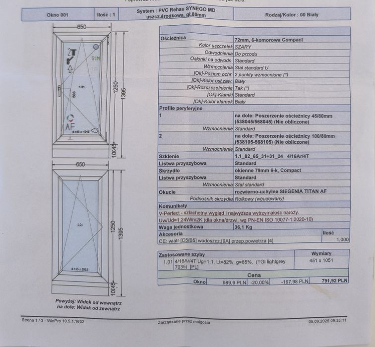 Okno nieużywane białe