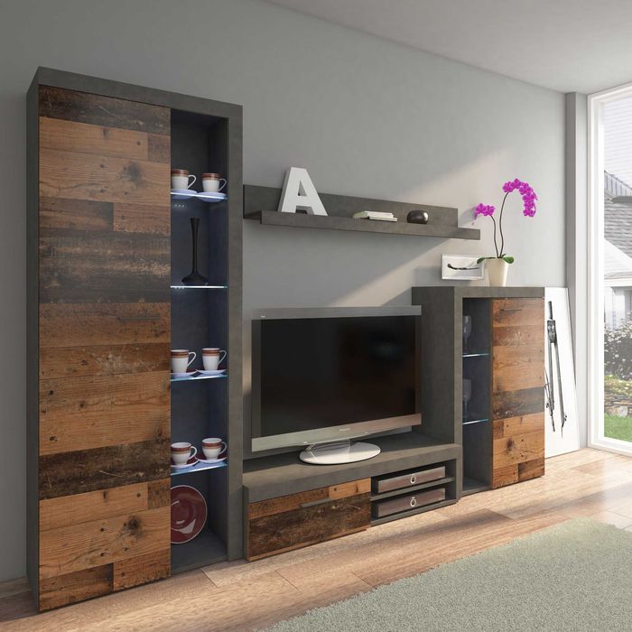 Meble do pokoju meblościanka do salonu witryna szafka rtv półka komoda