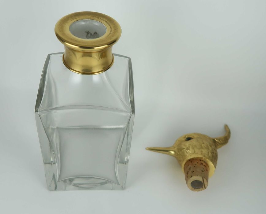 Garrafa de vidro / cristal - tampa cabeça de pássaro