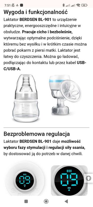 Laktator elektryczny  bezprzewodowy mobilny