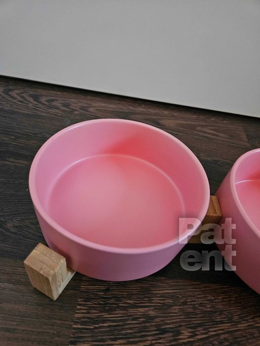 Miski ceramiczne dla psa kota zestaw 2 sztuki x 400 ml różowe