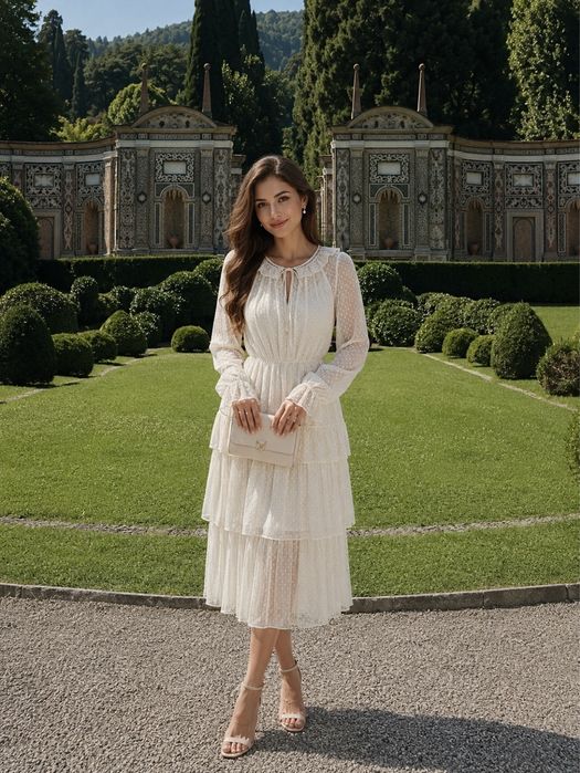 Сукня-міді The Lace_brand / нарядне плаття з фатину в горошок / сукня в стилі Twin Set Ivina Boutique