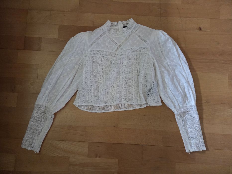 The Kooples  oryginalna bluzka w stylu wiktoriańskim wiktoriańska ovate koronkowa kremowa bluzka