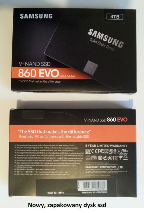 Okazja-4TB- NOWY- Samsung 2,5" SATA SSD 860 EVO. Dysk SSD. Inne foto.,