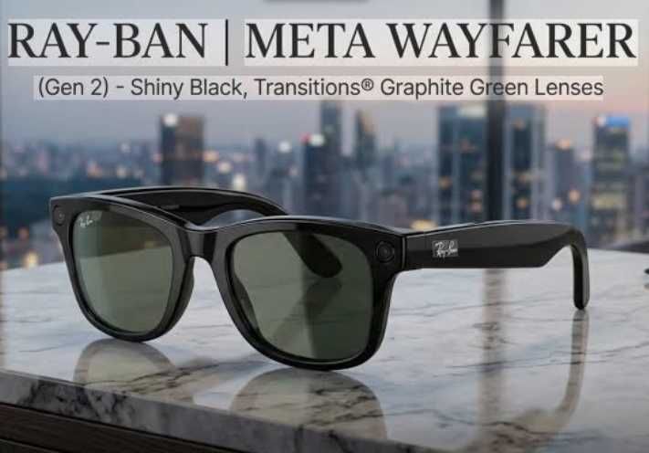 Смарт очки Rayban Meta Wayfarer RW4006 Shiny Black G15 Green розумні окуляри з камерою для блогу стріму відео онлайн трансляції