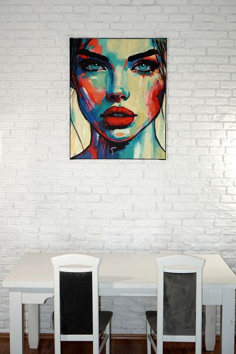 Obraz olejny Duży 80x100 ręcznie malowany portret pięknej kobiety