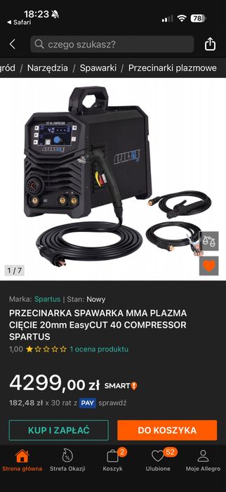 Plazma spartus esy cut 40 + spawarka