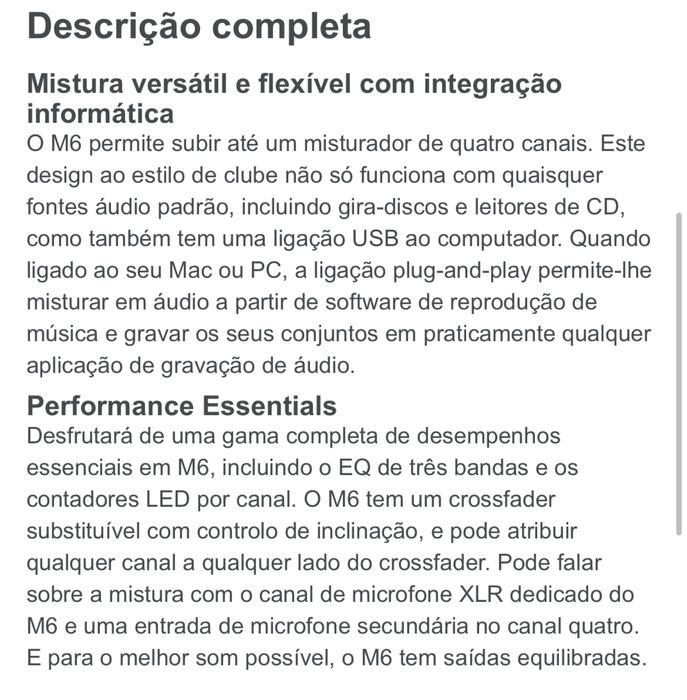 Mesa de Mistura Numark M6 4 canais