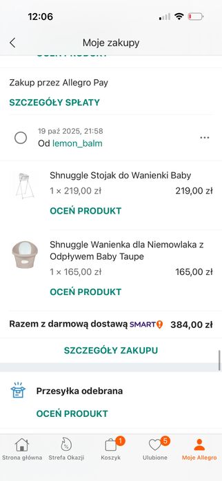 Wanienka Shnuggle ze stelazem