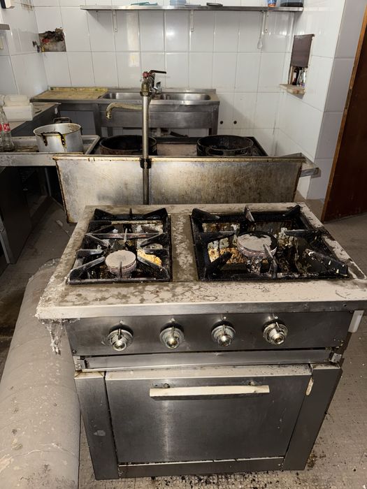 Conjunto de 2 Fogões a Gás + Exaustor Industrial (Sem Motor)