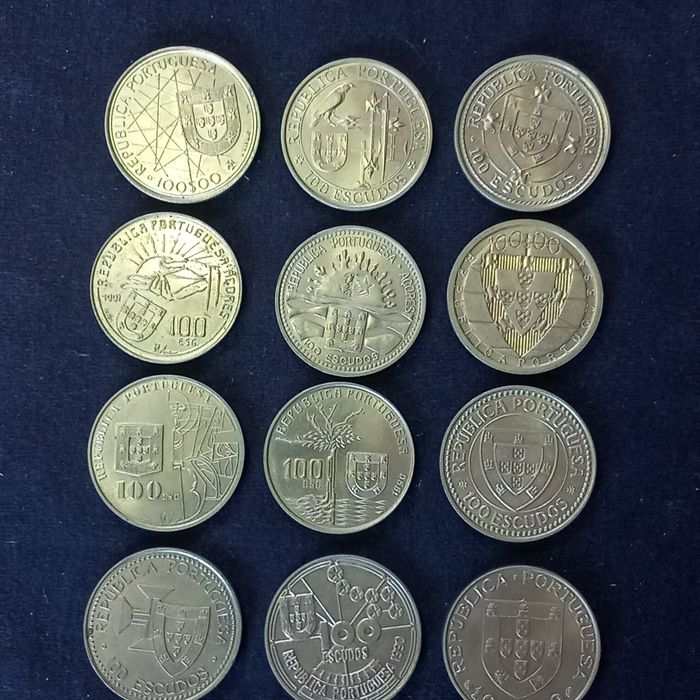 Lote de moedas 100 escudos.
