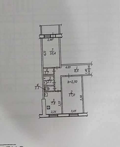 Продам 2-к квартиру (двухсторонняя, 51м2) на ж/м Красный Камень