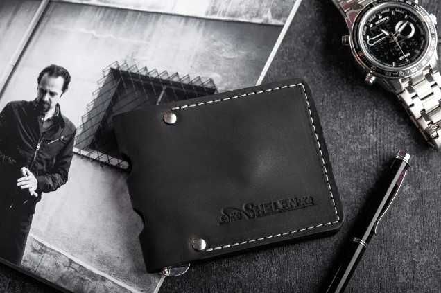 Затиск для грошей з монетницею з натуральної шкіри STAYER чорний